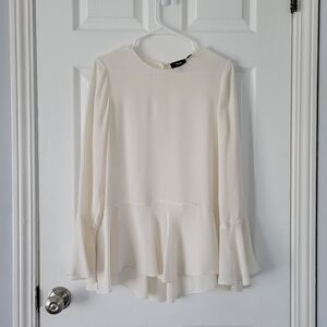 Theory Lexandra Ruffle Silk Top in off white